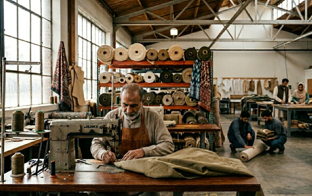image of a worker workin gon sewing machine